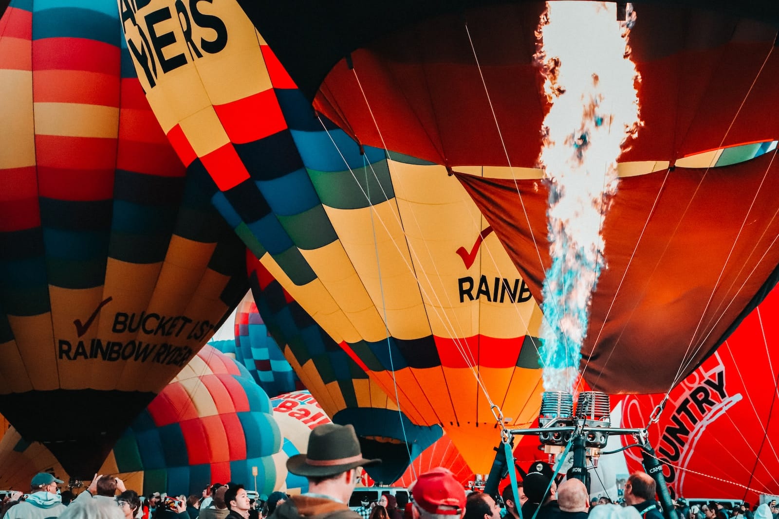 Photo by Chase McBride red yellow and blue hot air balloon